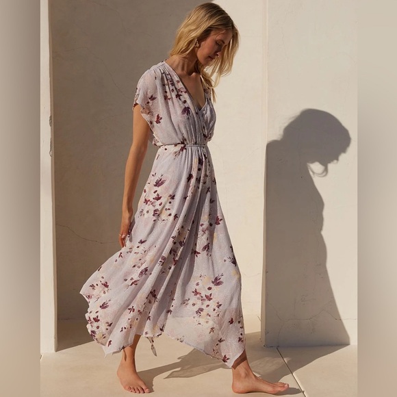 lovestitch Dresses & Skirts - Lovestitch Floral Boho handkerchief hem Romantic Floral Maxi Dress NWT large